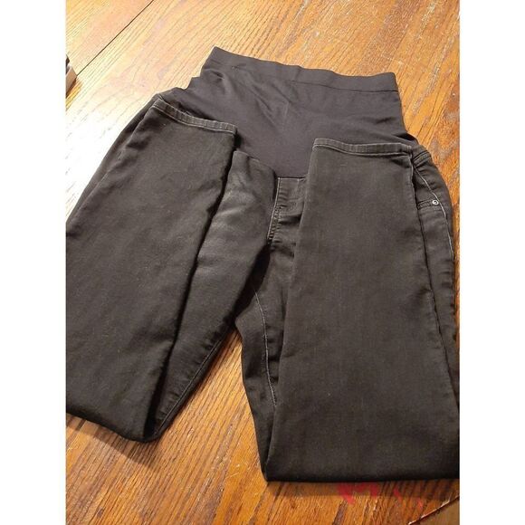 Size 14 Maternity Black Jeggings Over Bump Casual Pants with Rear Pockets - Picture 3 of 4
